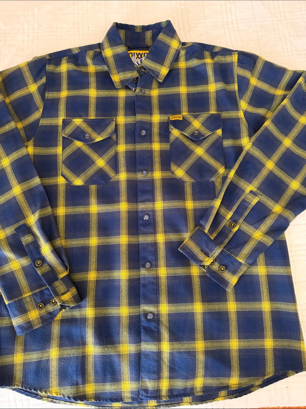 DIXXON Navy and Yellow Plaid Button-Down Shirt